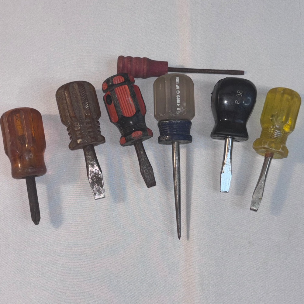 Mixed‎ Vintage Stubby Screwdriver Lot Craftsman Stanley Hand Tools 7pc Set USA